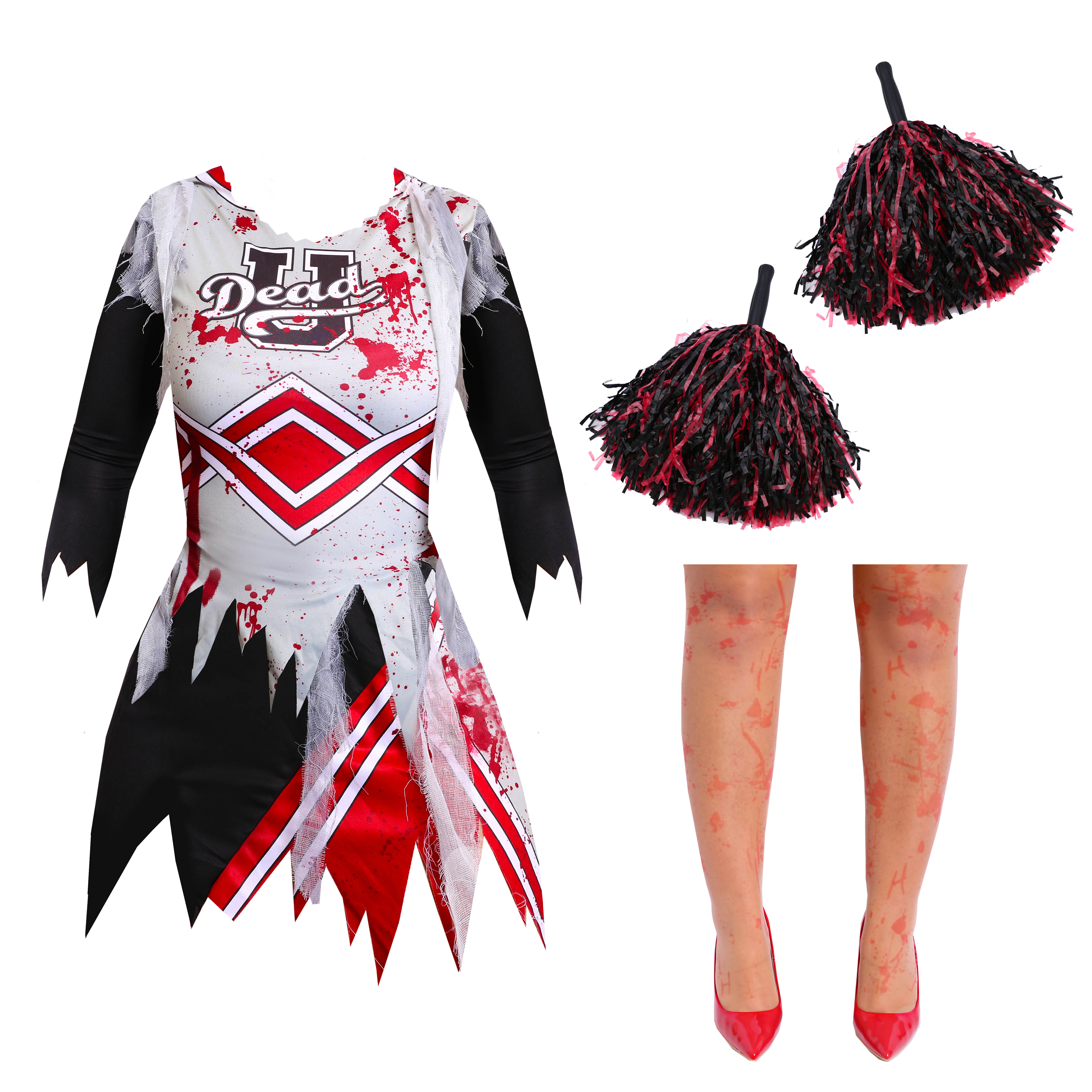 Zombie Cheerleader Halloween Costume Ladies Womens School Fancy Dress 