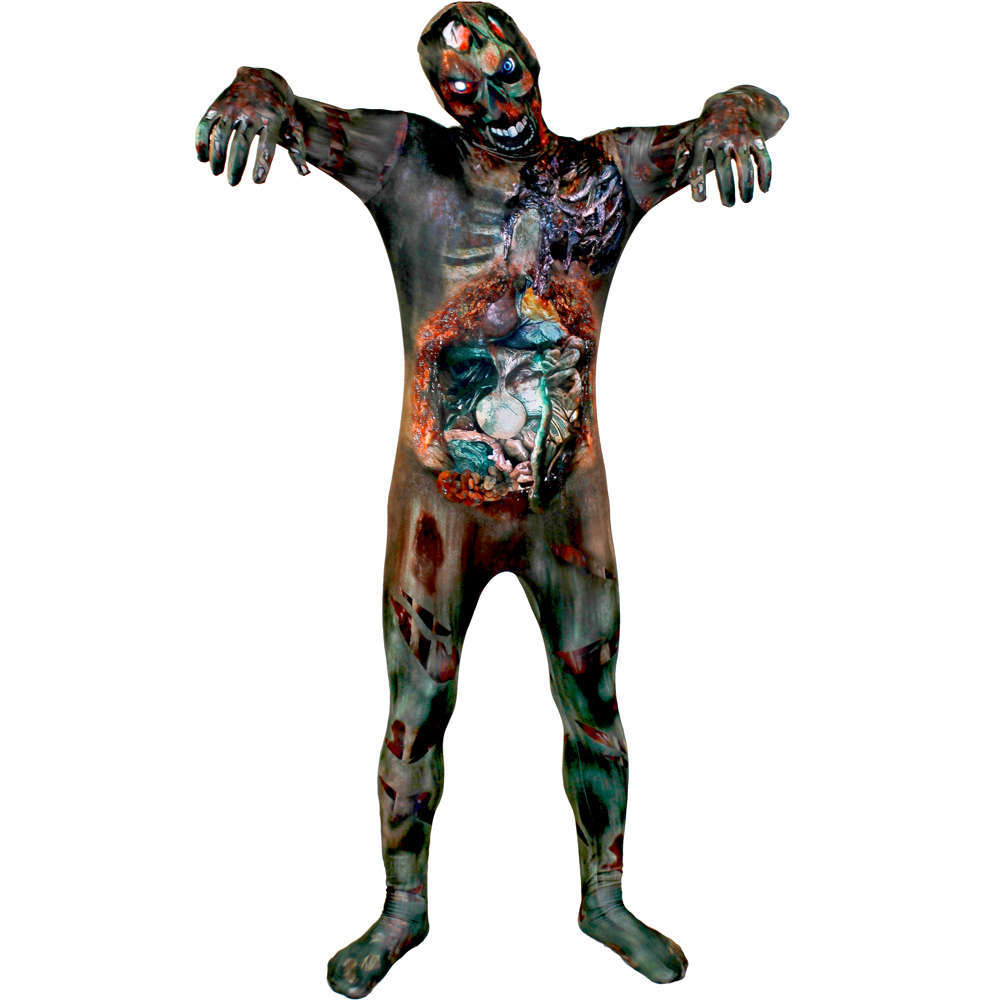 ADULT ZOMBIE SKINSUIT GORY HALLOWEEN FANCY DRESS COSTUME MENS SCARY ADULT ZOMBIE SKINSUIT GORY HALLOWEEN FANCY DRESS COSTUME MENS SCARY