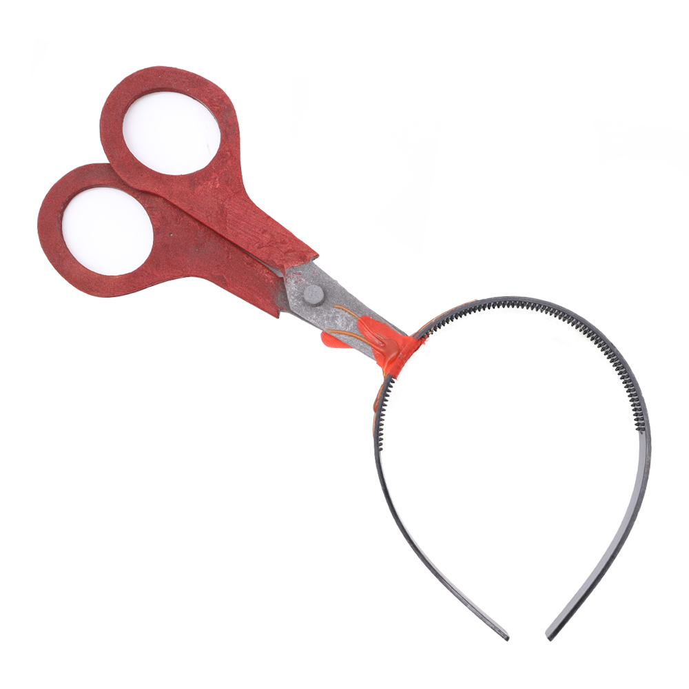 HALLOWEEN HEADBAND SCISSORS IN HEAD BLOOD HORROR FANCY DRESS HAT JOKE
