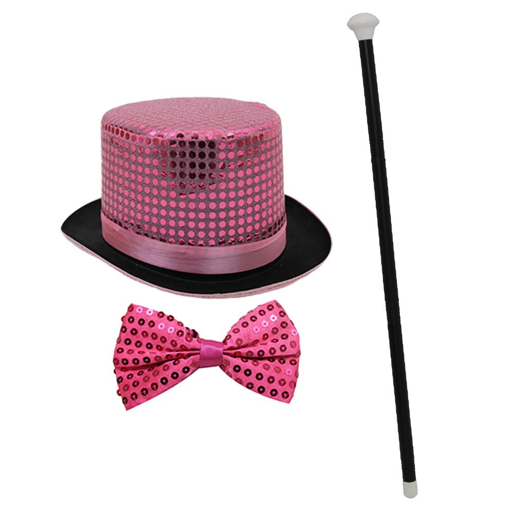 ADULT DANCE SET DANCE CANE SEQUIN TOP HAT BOW TIE MEN LADIES