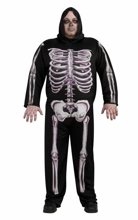 MENS PLUS SIZE SKELETON GUY ADULT HALLOWEEN COSTUME BY RUBIE'S ONE SIZE