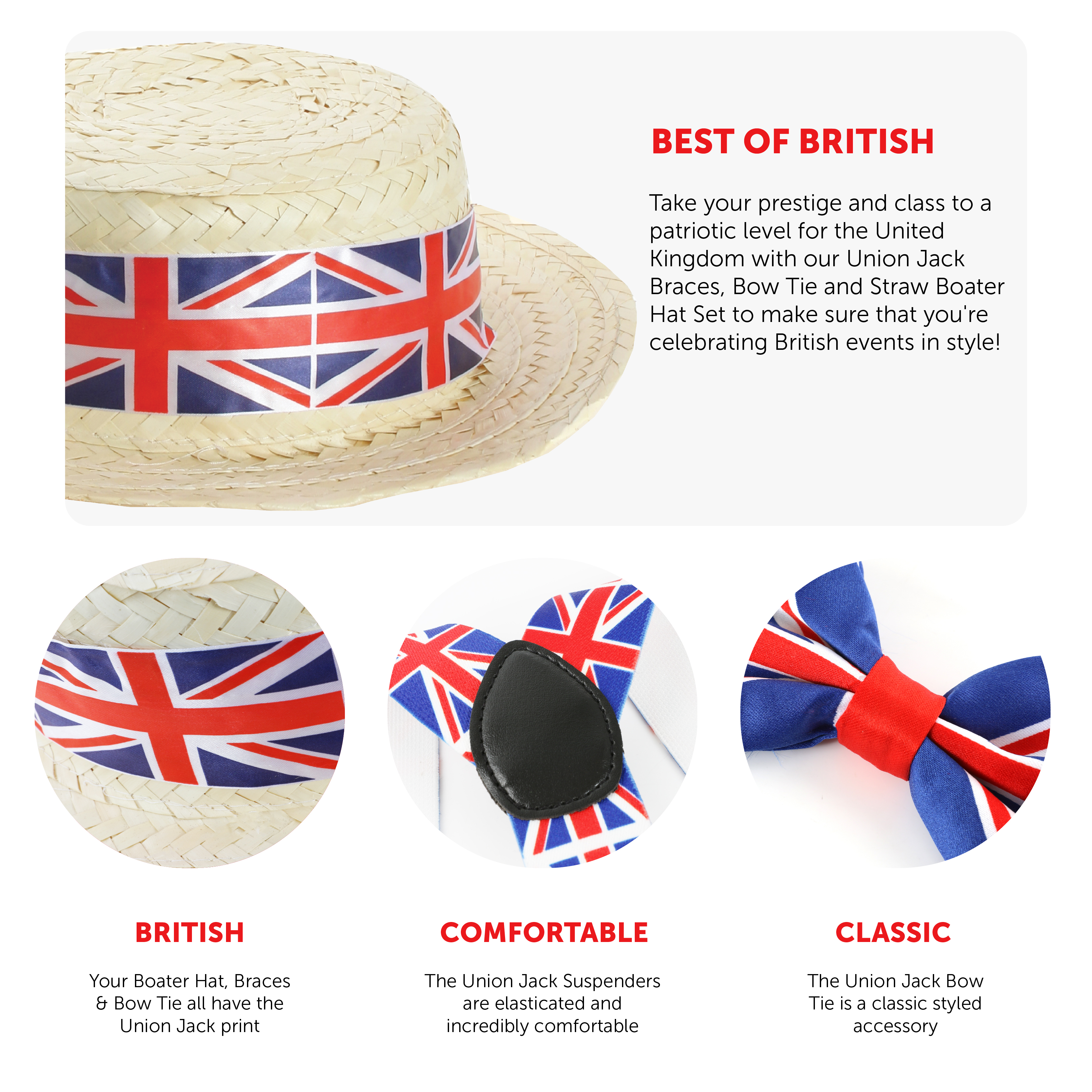 Union Jack Bow Tie Cloth Costume Accessory