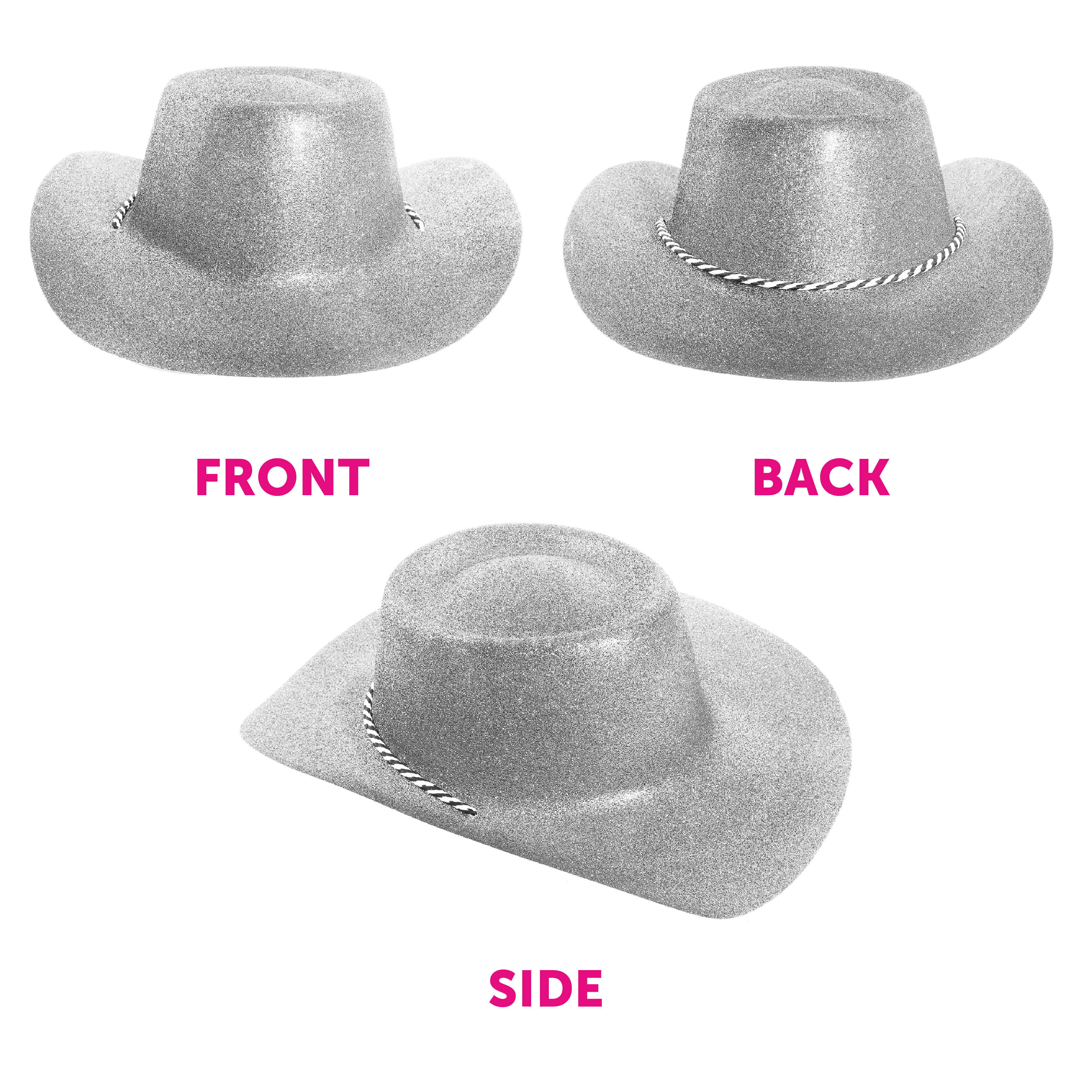 100 X GLITTER COWBOY HATS COWGIRL WILD WEST FANCY DRESS EVENT BULK