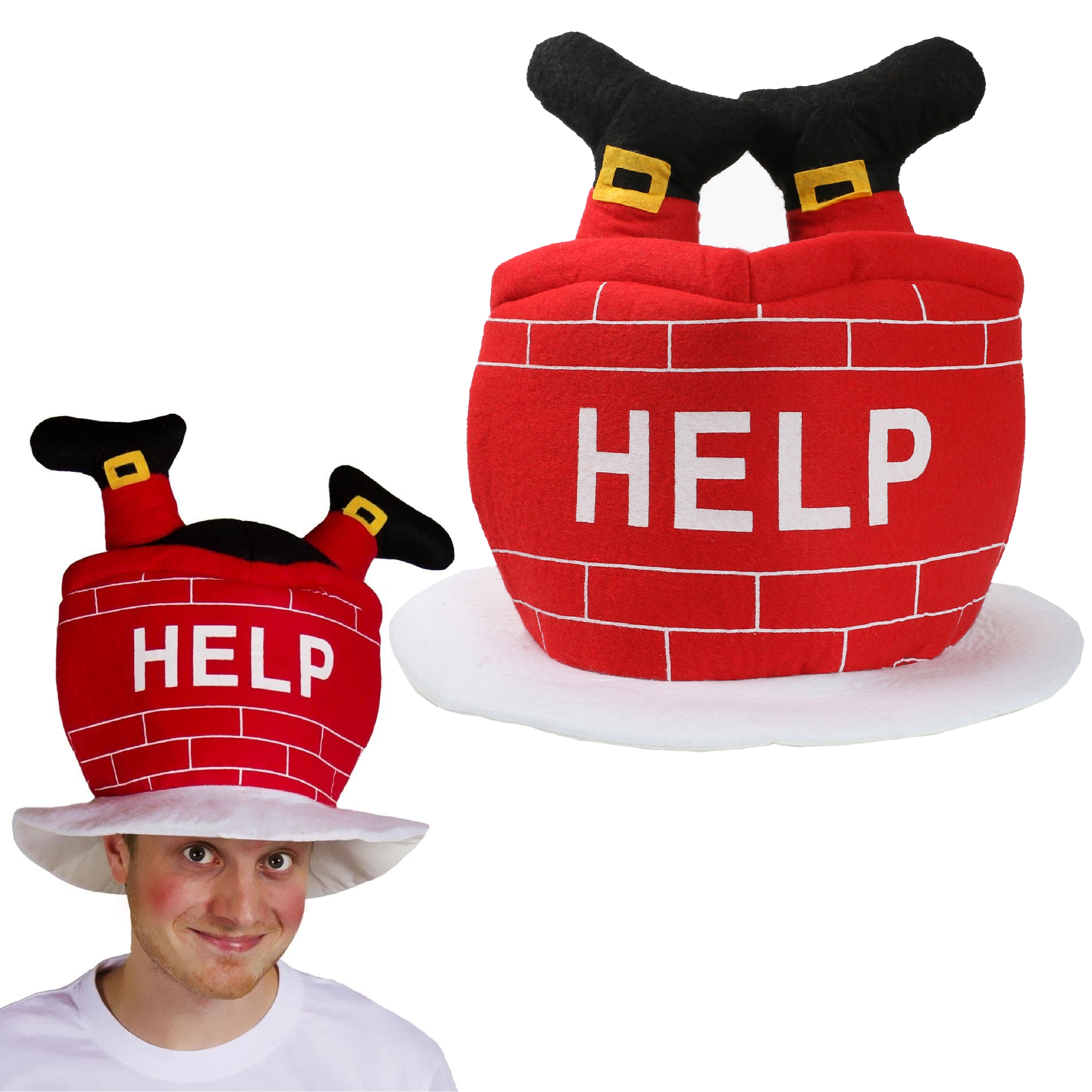 Santa Stuck In Chimney Hat Adult Red Santa Stuck In Chimney Hat Adult Red