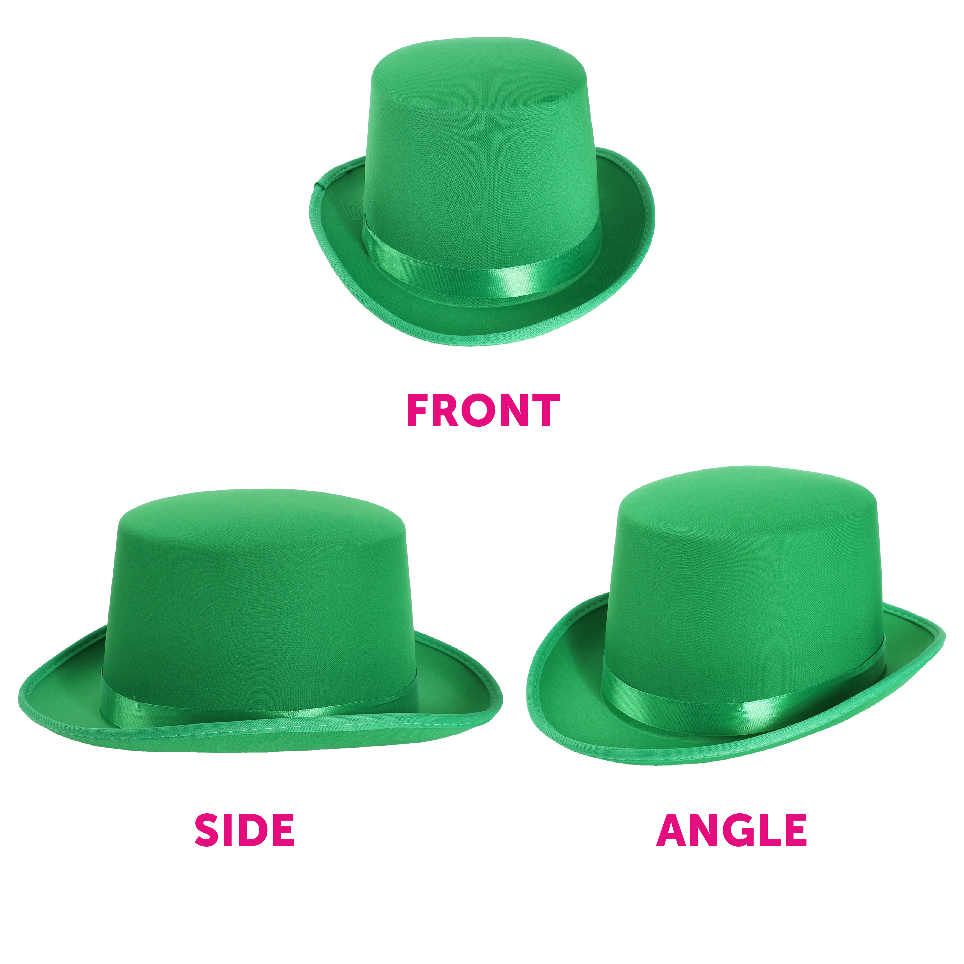 Showtime Top Hat In Green Satin St Patrick's Day Hat BH498 | Karnival - Foto 5