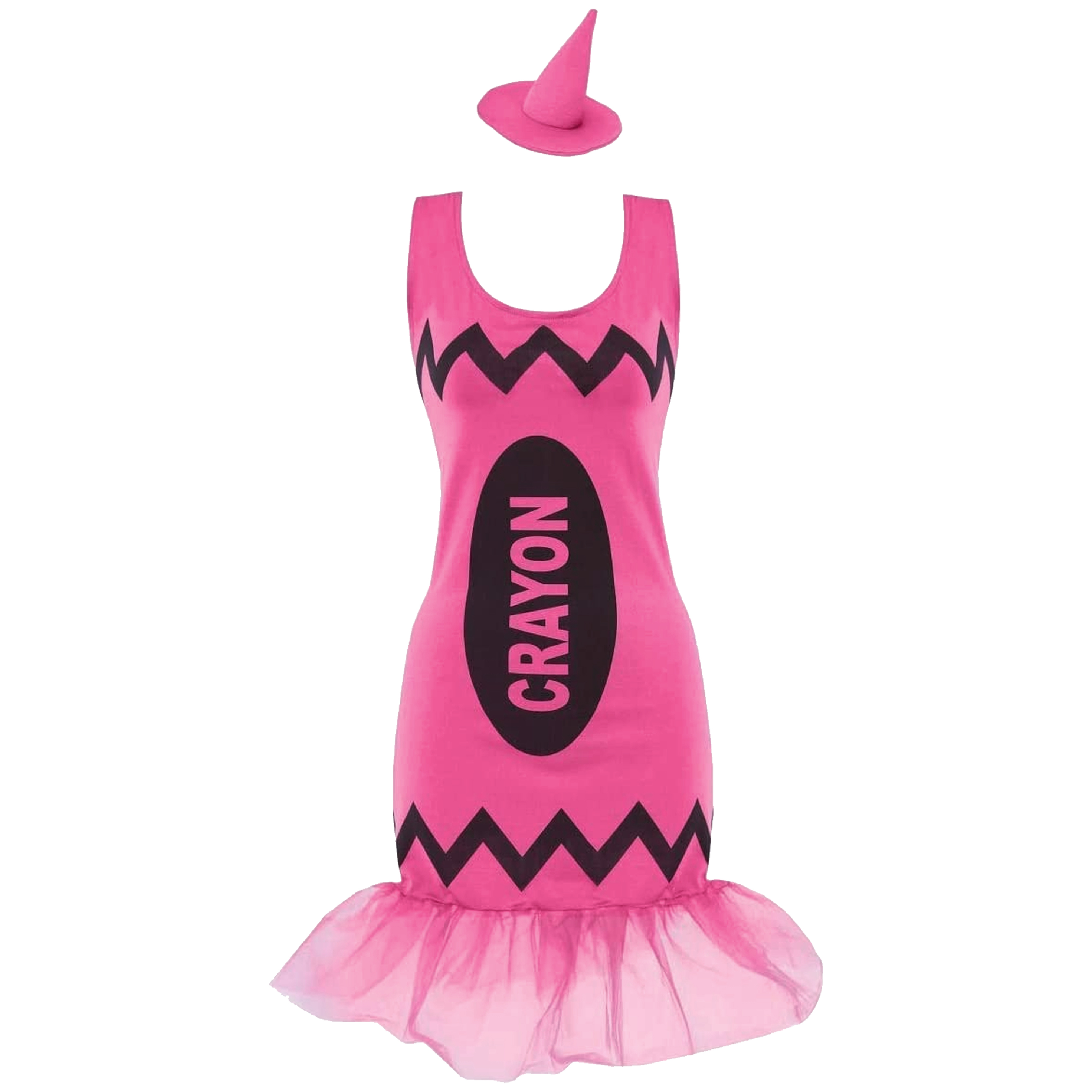 pink crayon dress NEW HOT PINK Womens Juniors Art Crayola Crayon HALLOWEEN Costume Tank DRESS  SZ M