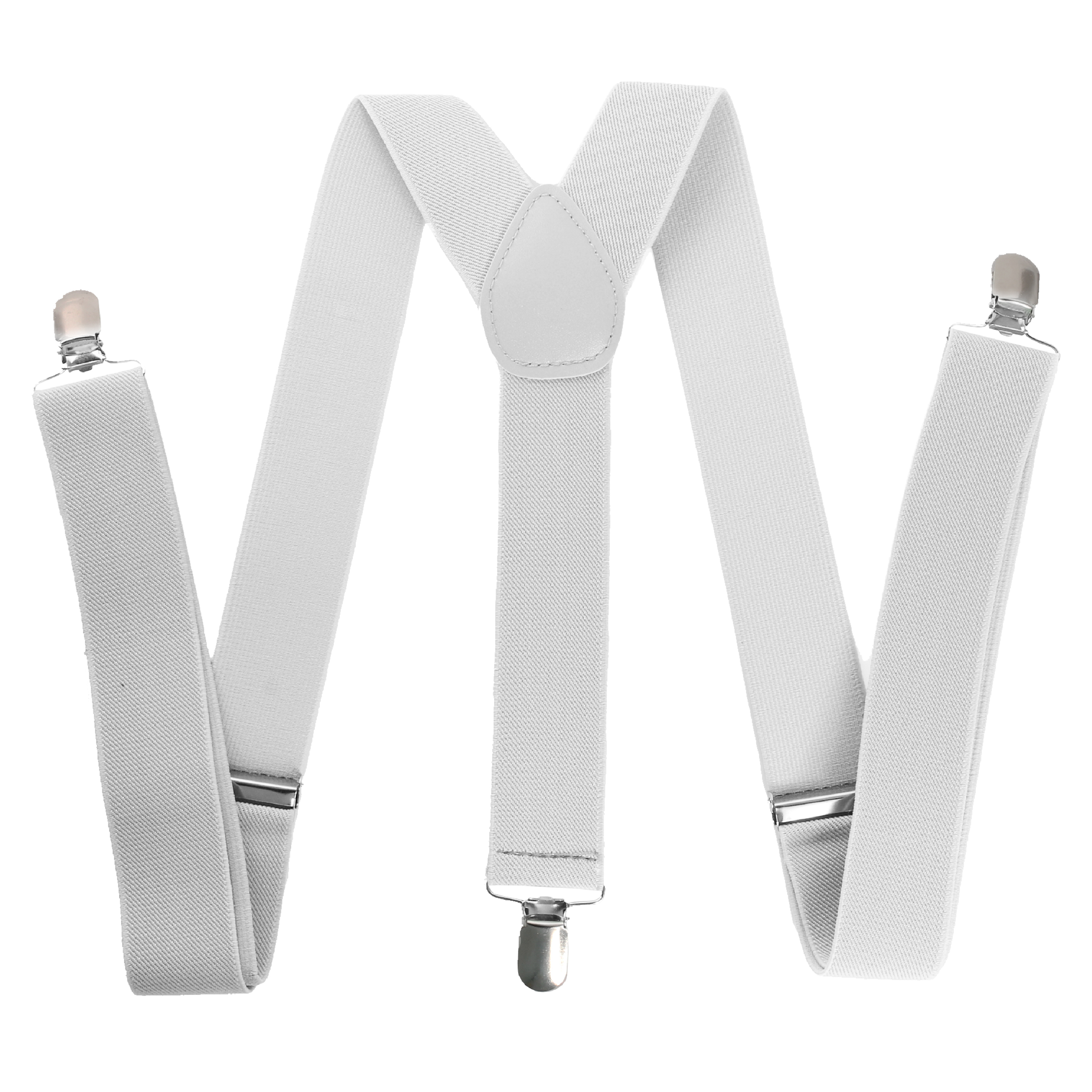 Luxury Divas White 1.5 Wide Stretch Clip On Braces Suspenders at