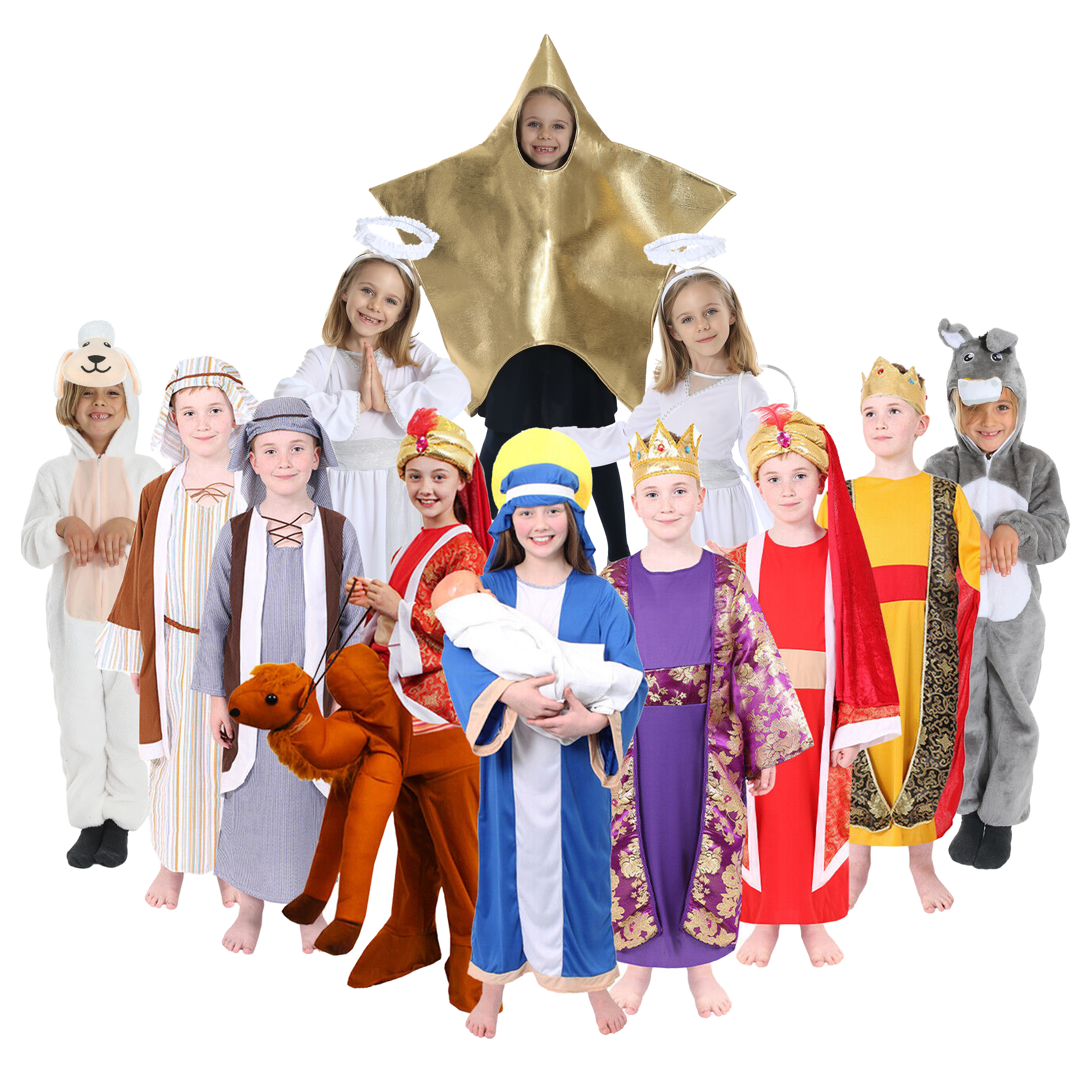 Wicked Costumes Costume Da Pastore Per Bambini - Completo Con Tunica E Copricapo Per Recita Natalizia, Taglie 3-13 Anni