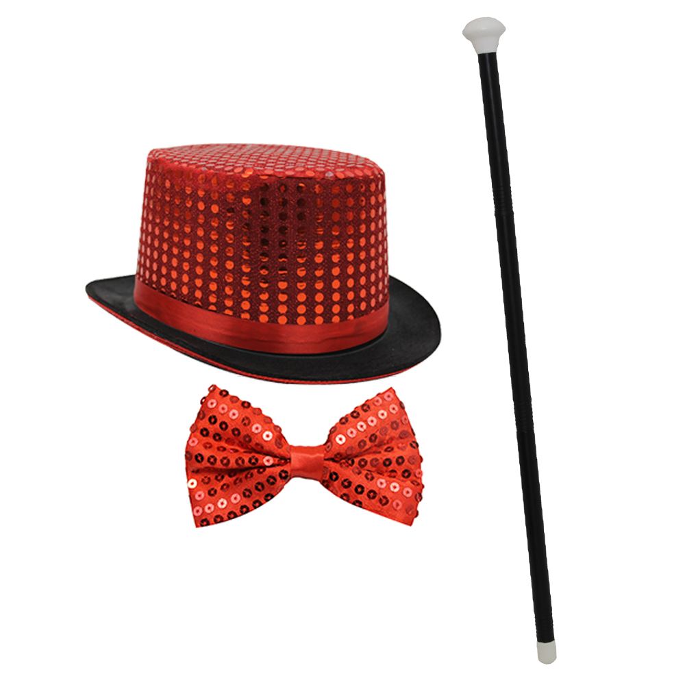 orange top hat and cane