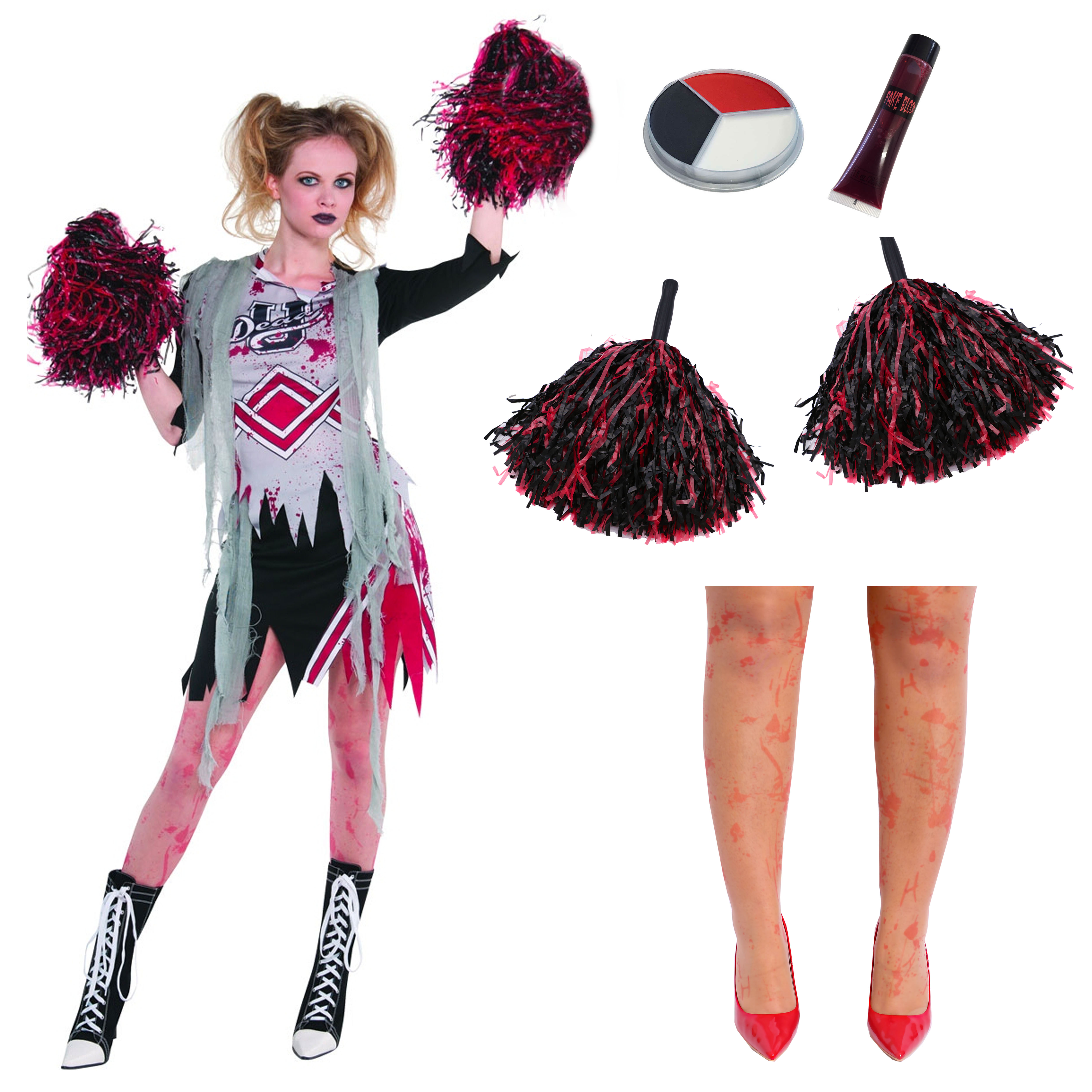 Zombie Cheerleader Halloween Costume Ladies Womens School Fancy Dress Adult Ebay
